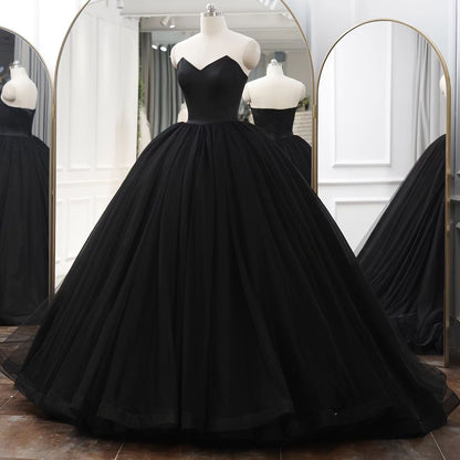 Robe de soirée bustier en tulle noir pour anniversaire, robe de bal pour 16 ans, J3147