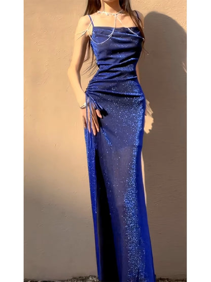 Robe de bal longue fourreau bleu roi, robe de soirée formelle J3179