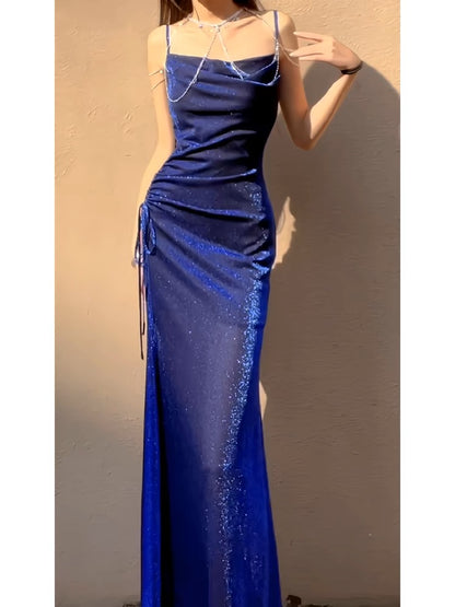 Robe de bal longue fourreau bleu roi, robe de soirée formelle J3179