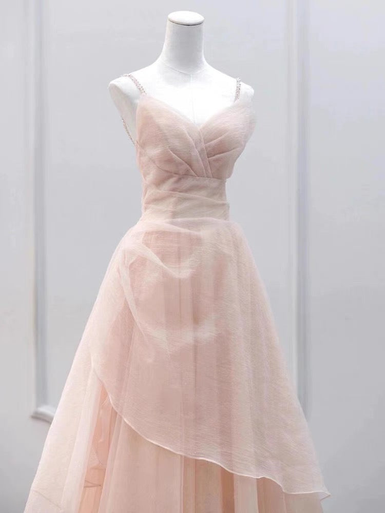 Light Pink A Line Long Prom Dress Sweet Birthday Party Dress J3182