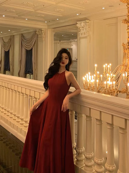 Burgunderrotes A-Linie Chiffon Langes Ballkleid Abendkleid Partykleid J3290