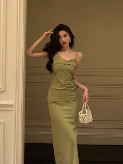Robe de soirée longue fourreau verte J3309