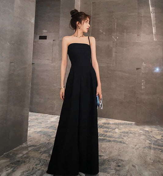 Strapless A Line Black Long Prom Dress Formal Party Dress J3371