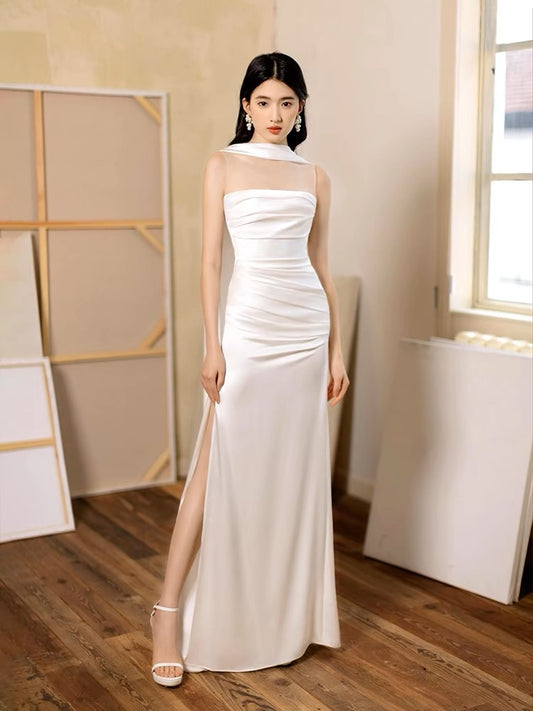 Strapless Sheath Long Prom Dress Formal Party Dress With Slit J3382