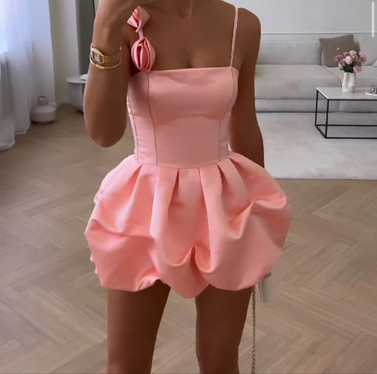 Spaghetti Straps Pink Birthday Dresses A Line Homecoming Dresses J3469