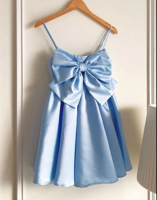 Spaghetti Straps A Line Blue Short Homecoming Dress Birthday Dress J3478