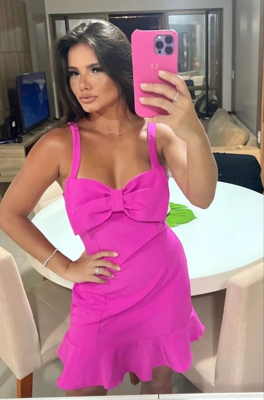 A Line Hot Pink Short Homecoming Dress Birthday Party Dress J3493