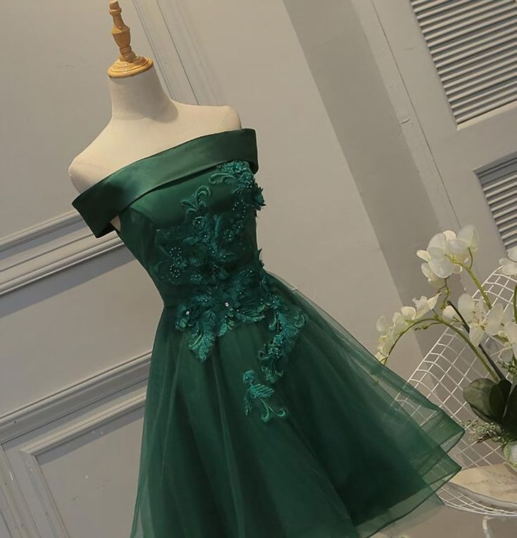 Emerald Green A Line Homecoming Dress Birthday Party Dress J3495