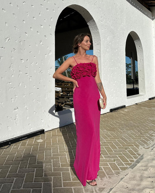 Strapless Rose Red A Line Long Prom Dress Formal Party Gown J3542