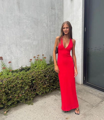 Robe de soirée longue fourreau à col en V J3559