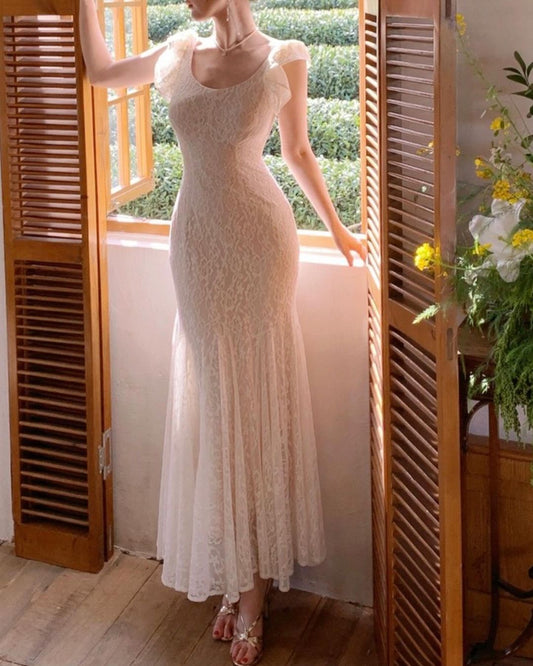 Lace Mermaid Long Prom Dress Formal Party Dress J3586