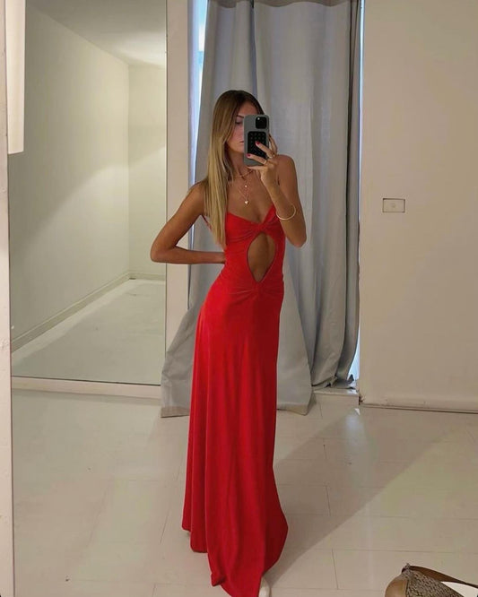 Spaghetti Straps Red Sheath Prom Dress Formal Party Dress J3597