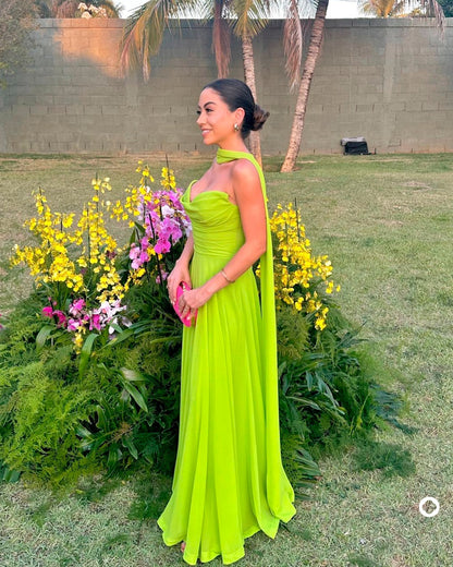 Robe de soirée longue bustier verte trapèze J3599