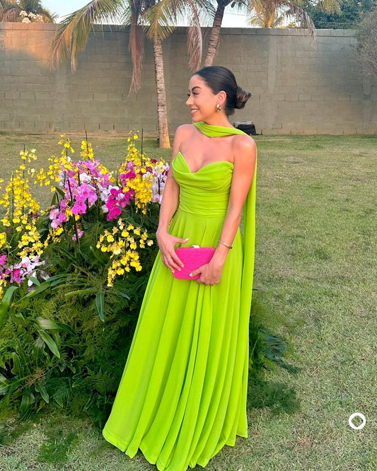 Strapless Green Long Prom Dress A Line Evening Party Dress J3599