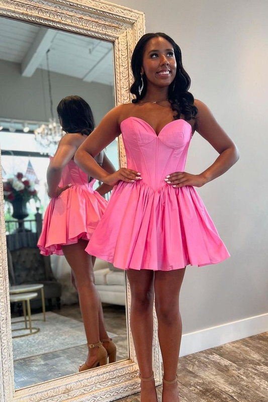 Sweetheart Pink A line Short Princess Dress Homecoming Dress J3733