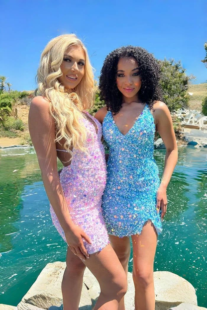 Spaghetti Straps Sequin Homecoming Dress J3740