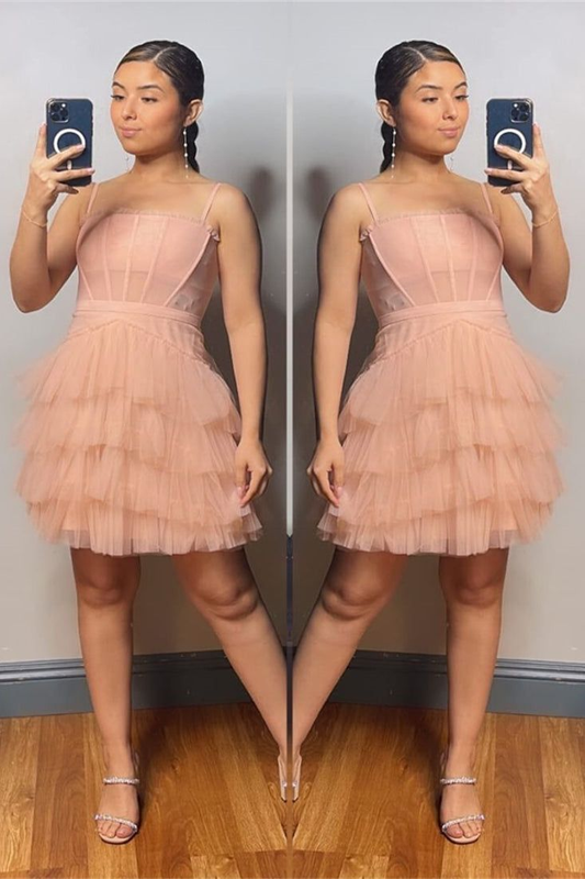 Tulle Ruffles Short A line Party Dress  Homecoming Dress J3743