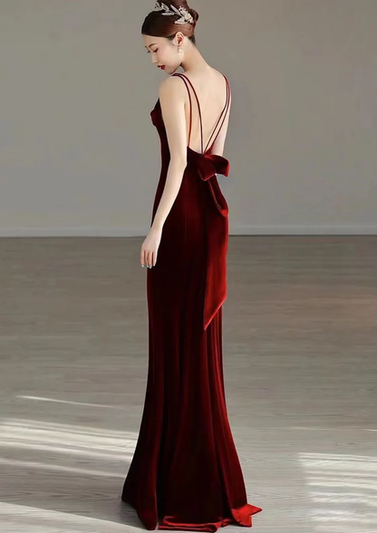 Mermaid Long Burgundy Prom Dress Evening Dresses J3839