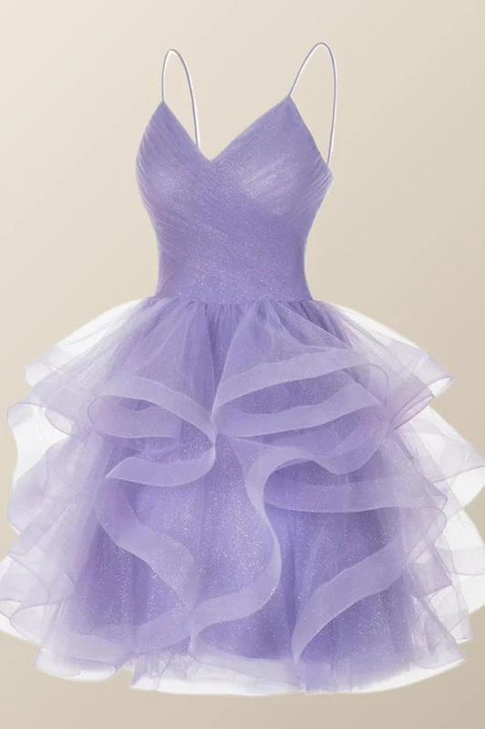 Lavender Short A Line Party Dress Homecoming Dress J3883