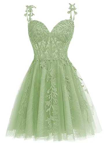 Sage Green Floral Short Homecoming Dress A line Graduation Dress J3923