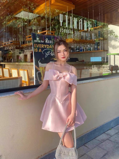 Sweet Pink A Line Satin Short Birthday Dress Homecoming Dress J4005