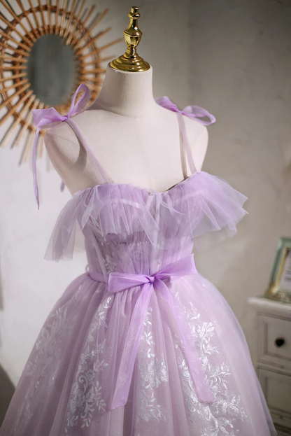 Light Purple Tulle Homecoming Dress Short Prom Gown J4040
