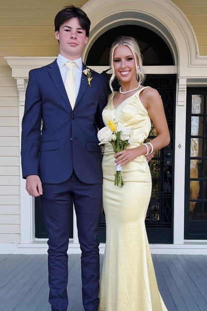 Superbe robe de soirée longue sirène jaune J4080