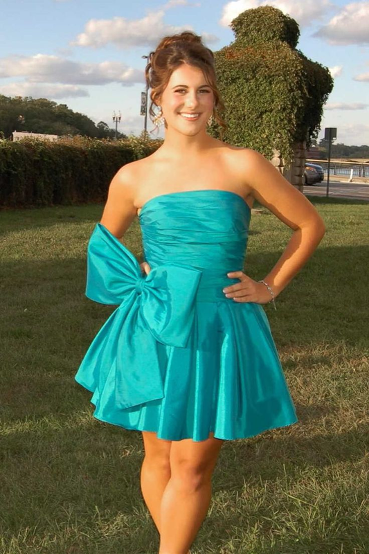 Strapless A Line Short Prom Dress Homecoming Gown J4160