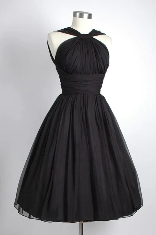 Vintage Black Homecoming Dress Short Prom Dress  J4174