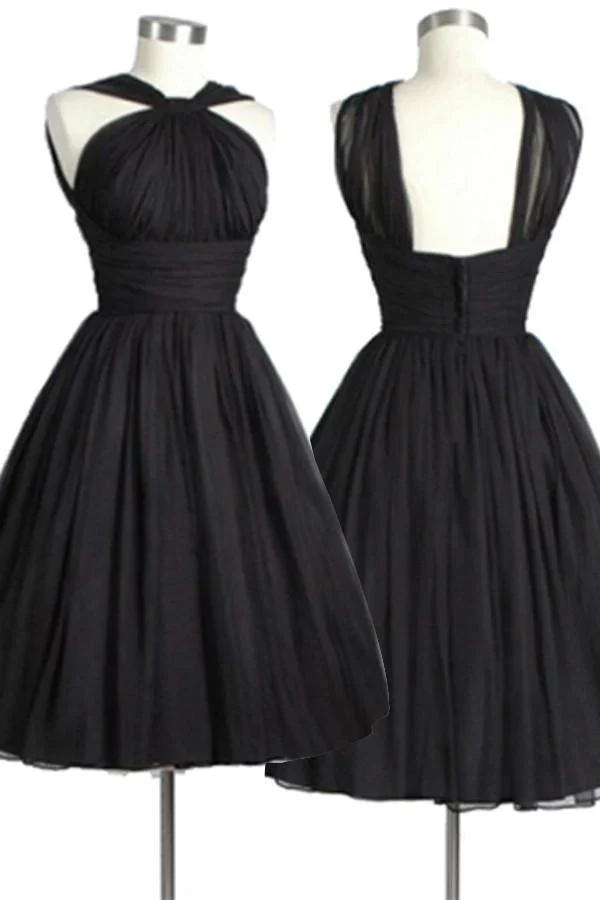 Vintage Black Homecoming Dress Short Prom Dress  J4174