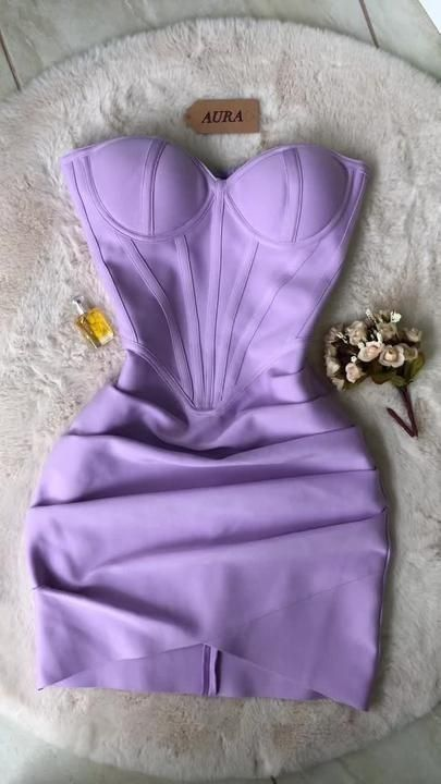 Strapless Light Purple Sheath Homecoming Dress Short Prom Dress J4254