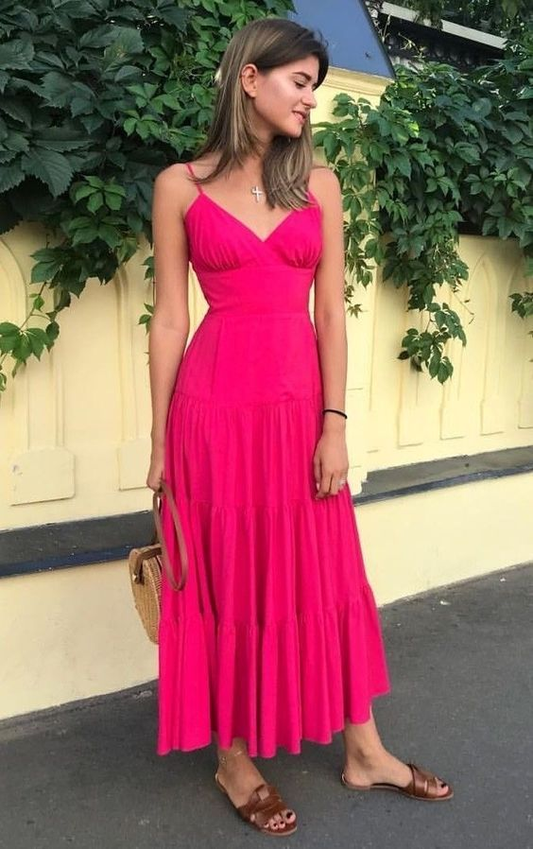 A Line Hot Pink Prom Dress Formal Party Gown J4323