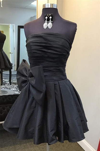 Robe courte bustier avec nœud, coupe trapèze, tenue de soirée J4347