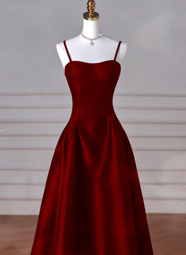 Burgundy A Line Satin Long Prom Dresses Evening Party Gown J4359