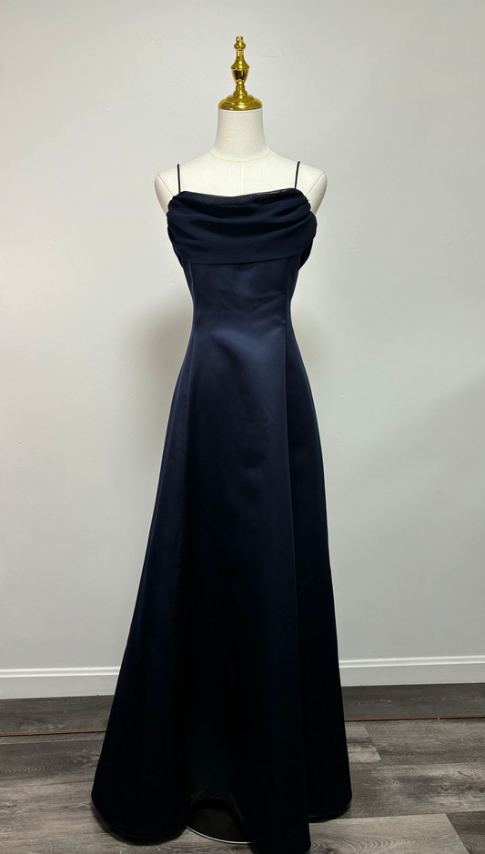 Vintage Navy Blue Prom Gown Formal Dress J4379