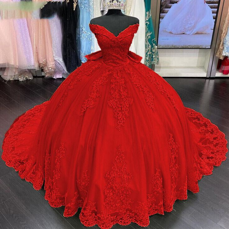 Princess Quinceanera Dresses Sweet 16 Off Shoulder Prom Party Ball Gowns J4591