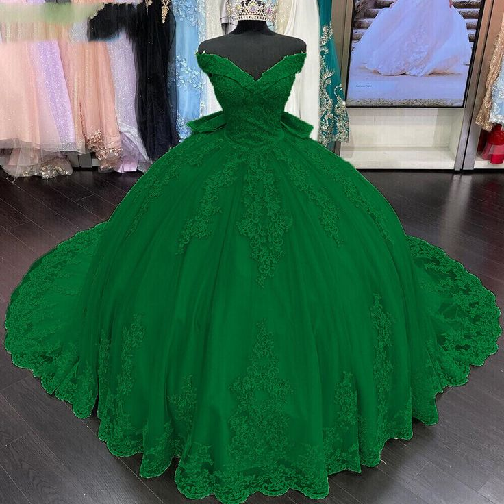 Princess Quinceanera Dresses Sweet 16 Off Shoulder Prom Party Ball Gowns J4591