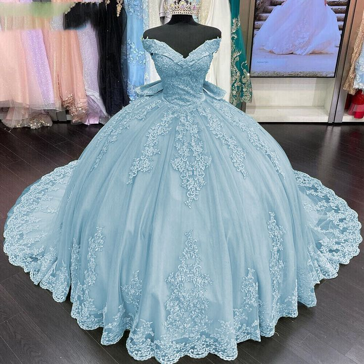 Princess Quinceanera Dresses Sweet 16 Off Shoulder Prom Party Ball Gowns J4591