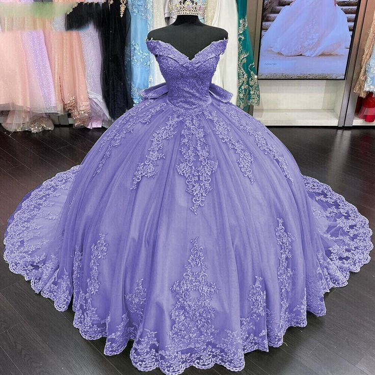 Princess Quinceanera Dresses Sweet 16 Off Shoulder Prom Party Ball Gowns J4591