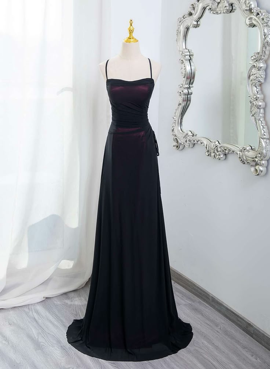 Wine Red Black Party Dress Simple Long Prom Dress Evening Dress J4558