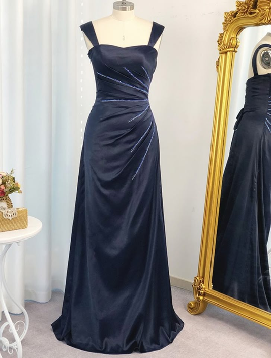 A Line Satin Long Prom Dresses Vintage Formal Party Dress J4559