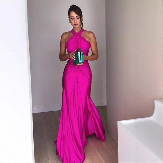 Sexy Mermaid Long Prom Dress Formal Party Gown Satin Bridesmaids Dresses J4577