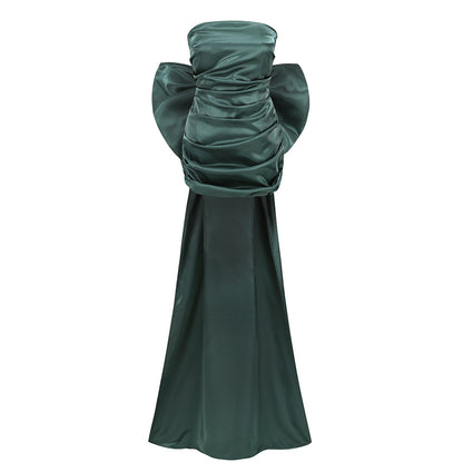 Strapless Dark Green Short Prom Dress With Bow-Knot J4578