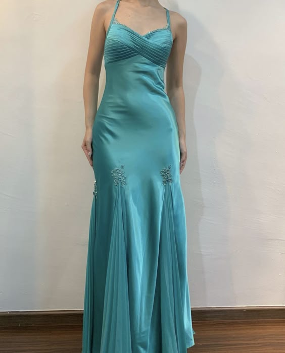 Vintage Blue Mermaid Long Prom Dress Formal Party Gown J4691