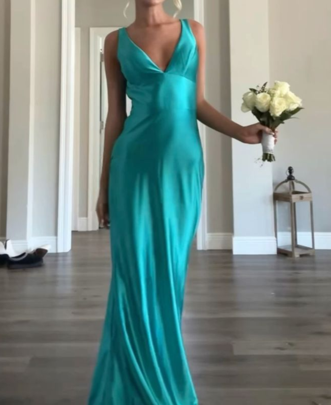 V Neck Sheath Long Prom Dress Formal Party Gown J4713