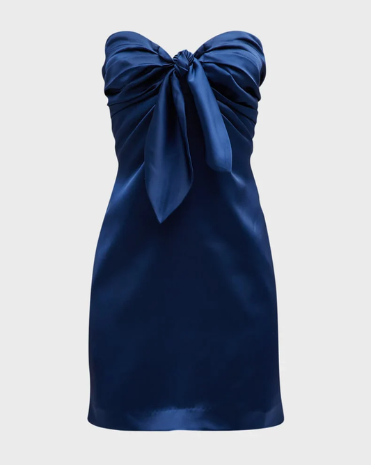 Sweetheart Navy Blue Sheath Short Prom Dress Bow Tie Homecoming Dress J4031