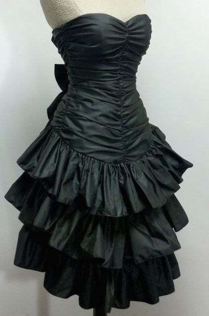 Strapless Black A Line Short Prom Dress Layered Party Dress J4743