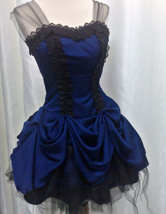 Royal Blue A Line Short Prom Dress Vintage Lace Party Dress J4744