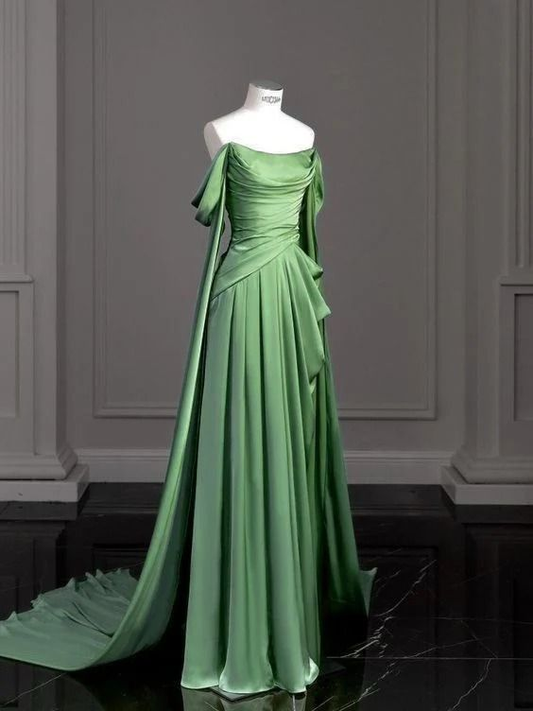 A Line Green Long Evening Dresses Formal Party Dress  J4789