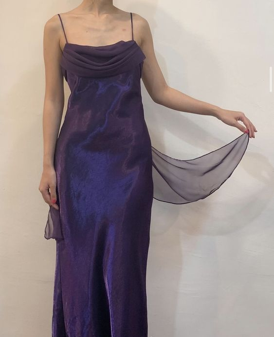 Spaghetti Straps Purple Sheath Prom Dress Vintage Formal Party Dress J4791